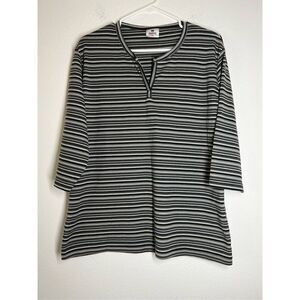 Kingfield Striped V-Neck pullover top Size 2XL Black White